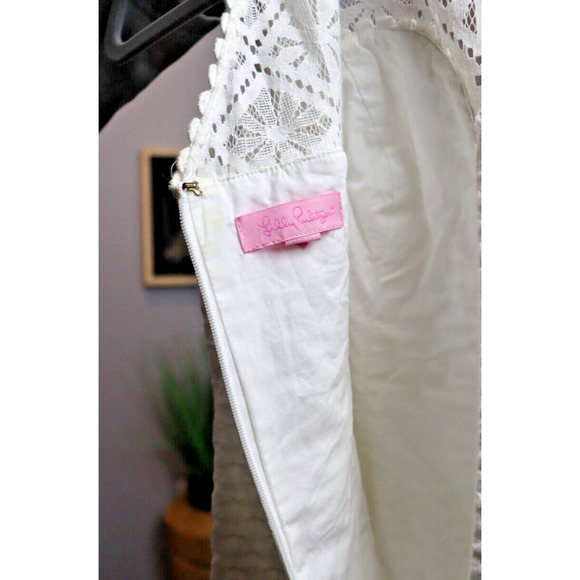 Lilly Pulitzer Sofia Sleeveless Lace Trim Shift Dress White Size 0 - Picture 5 of 5